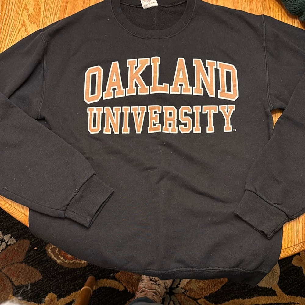 Women’s Crew Neck Sweatshirt Black- Oakland University